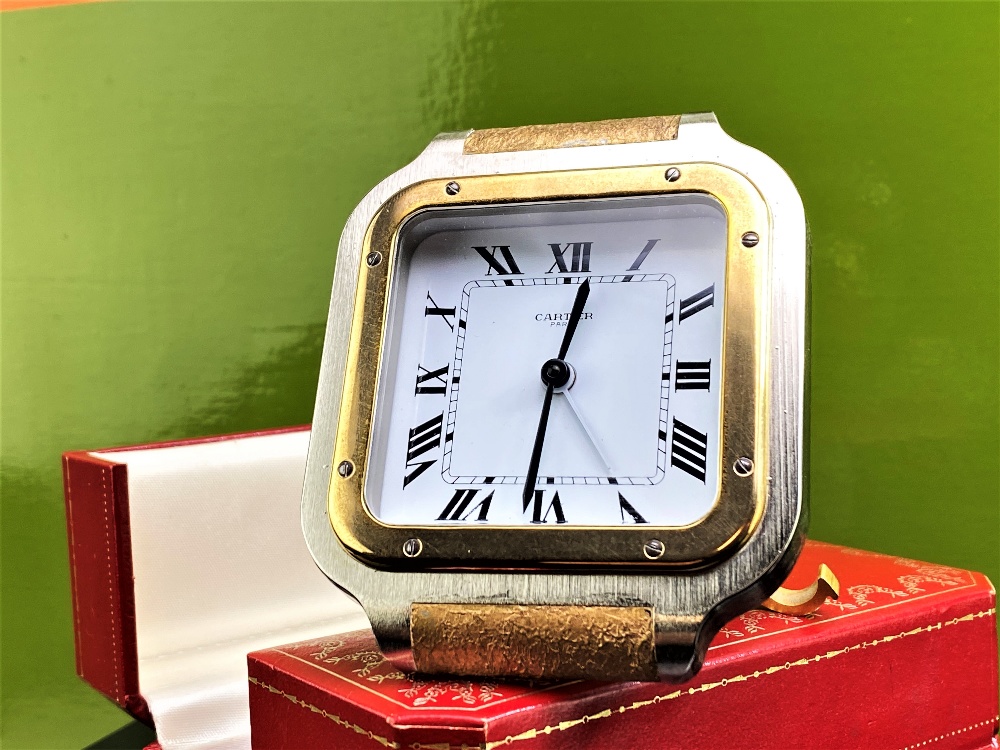 Cartier Paris Santos Gold Plated Desk Clock & Case - Image 3 of 4