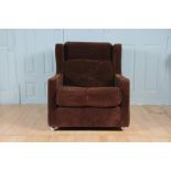 Vintage Minty of Oxford Brown Velvet Lounge Armchair