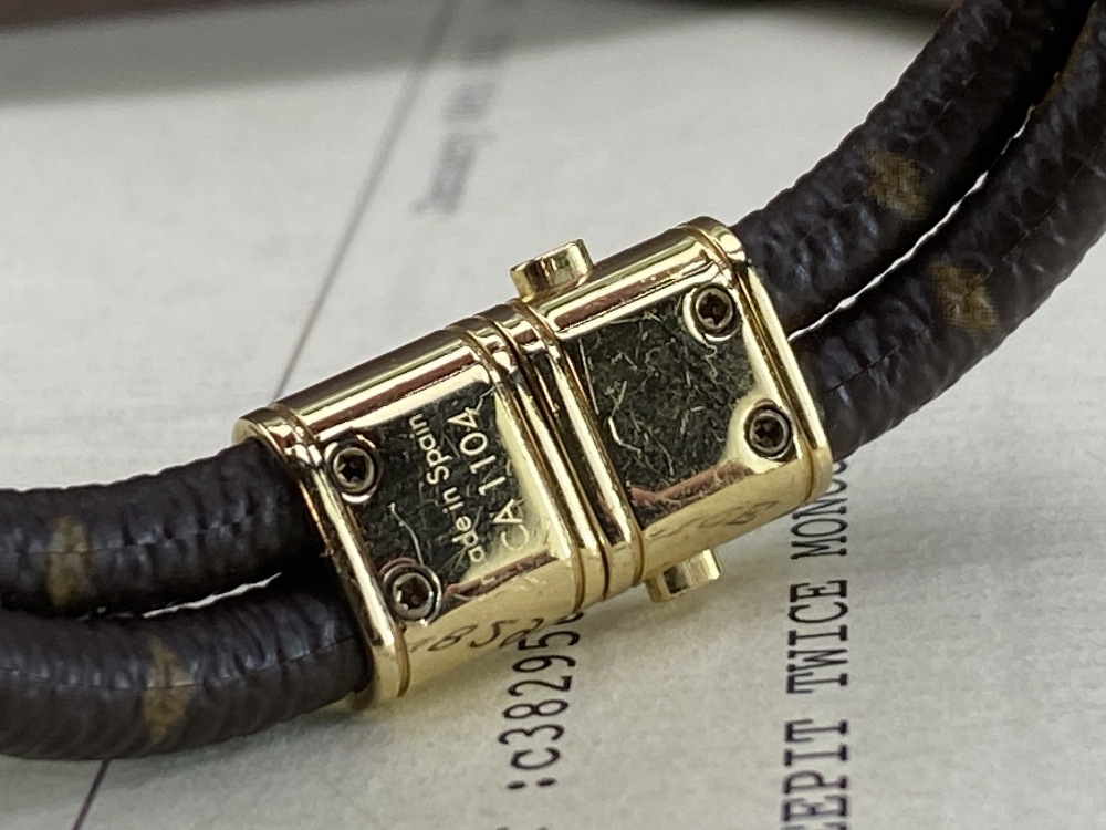 Louis Vuitton Gold Plated "Keep It Twice"& Classic Leather Monogram Bracelet - Image 4 of 6