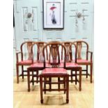 6 (4+2) Fine Antique Hepplewhite Revival Hoop Back Dining Chairs