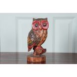 Folk Art Hand Carved Painted Owl