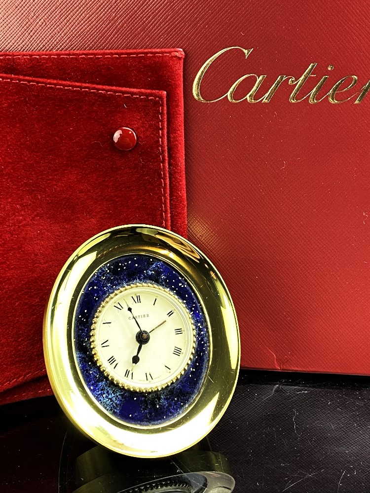 Cartier Décor Lapis Lazuli Starry Table Clock-Hand Painted Example.Rare. - Image 5 of 5