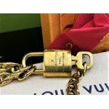 Louis Vuitton Gold Plated Padlock & Key on Chunky Bracelet