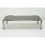 Tim Bates For Pieff Of Worcester Mid Century Modern Chrome Glass Coffee Table