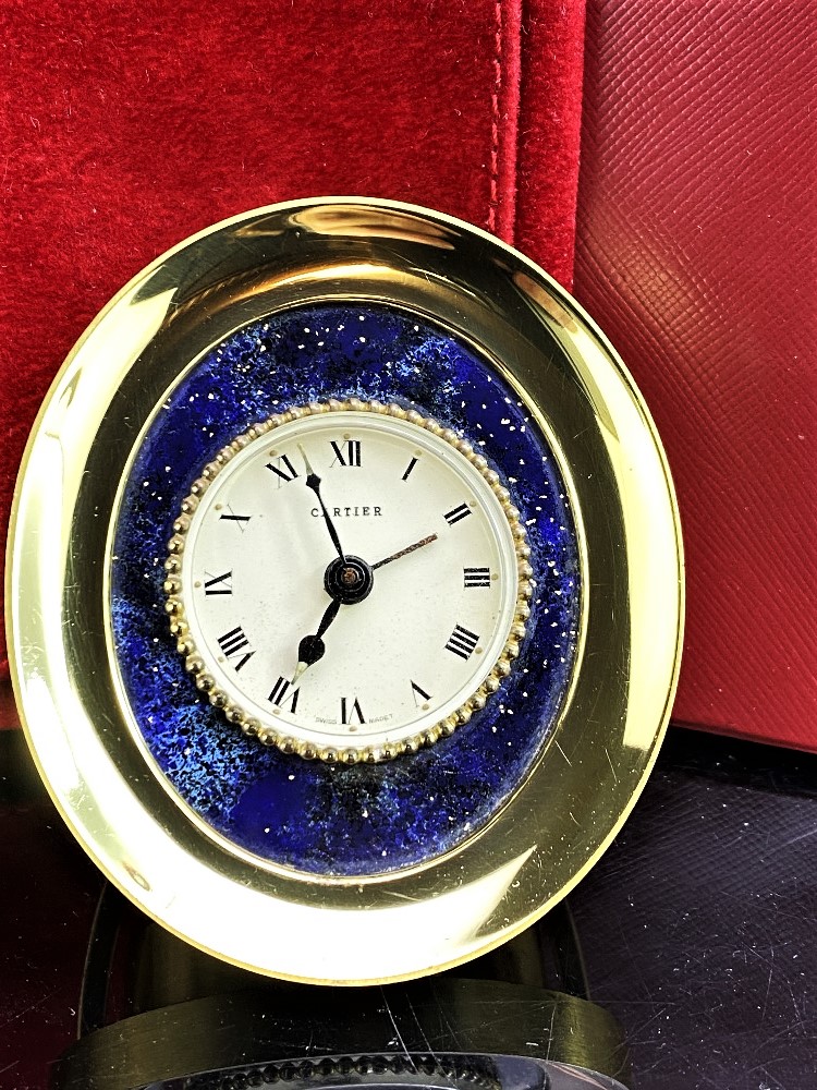 Cartier Décor Lapis Lazuli Starry Table Clock-Hand Painted Example.Rare. - Image 2 of 5