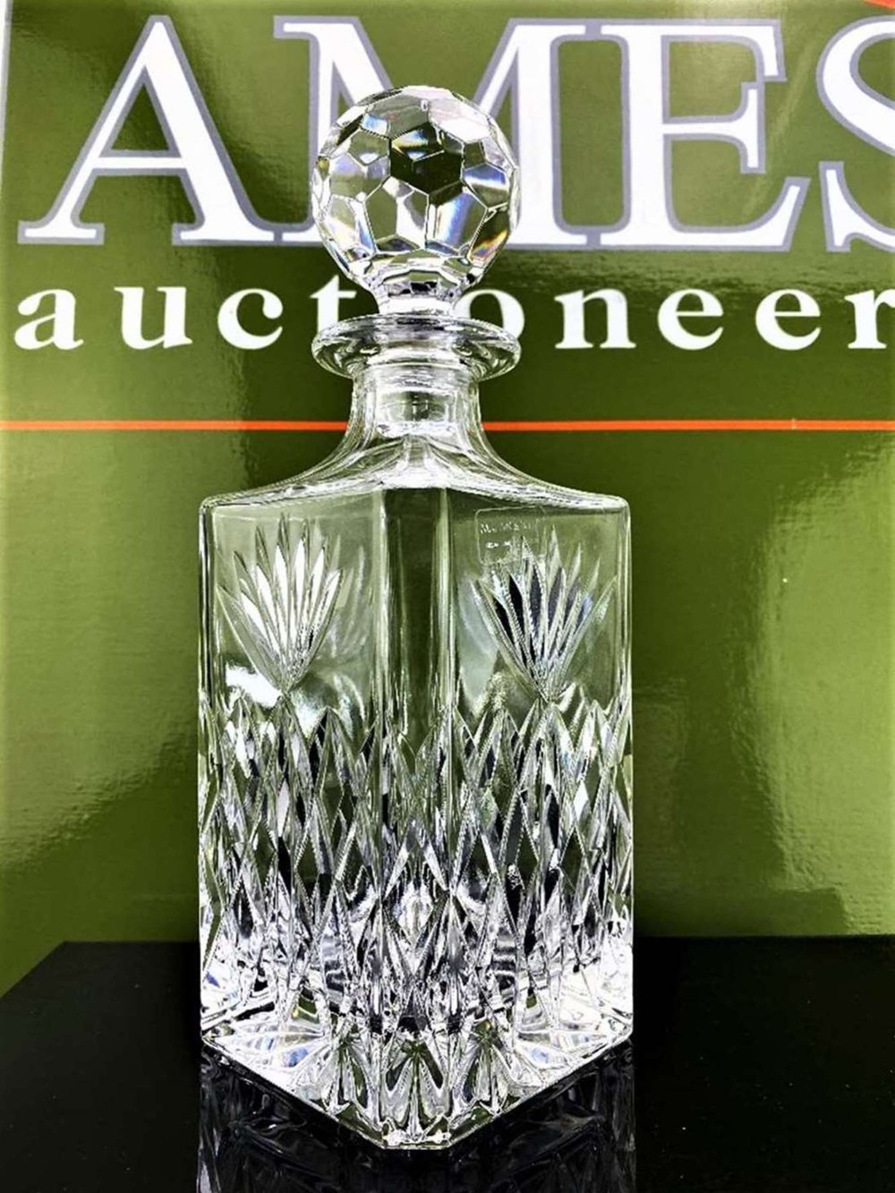 Mappin and Webb Square Shaped English Hand Cut Crystal Decanter