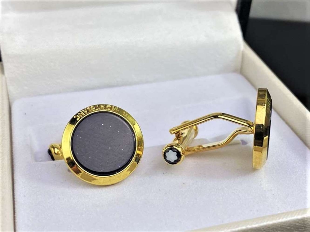 Montblanc Meisterstuck Gold Plated & Onyx Cufflinks