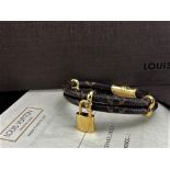 Louis Vuitton Gold Plated "Keep It Twice"& Classic Leather Monogram Bracelet