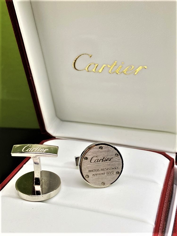 Cartier Sterling Silver Cufflinks "Water Resistant 925" Edition - Image 5 of 6
