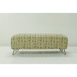 Large Antique Footstool On Short Hairpin Legs