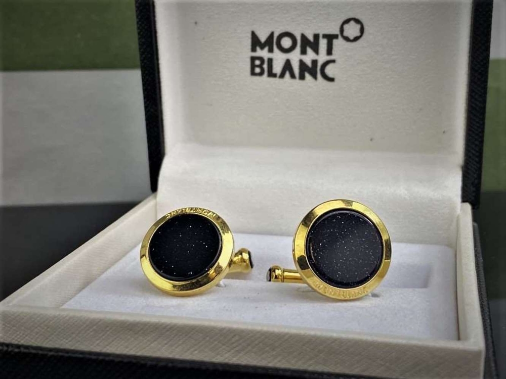 Montblanc Meisterstuck Gold Plated & Onyx Cufflinks - Image 3 of 3