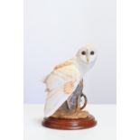 Franklin Mint Hand Painted Porcelain Barn Owl Figurine