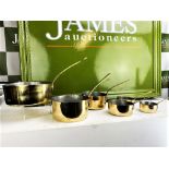 Vintage French Set of Six Lined Brass Pans