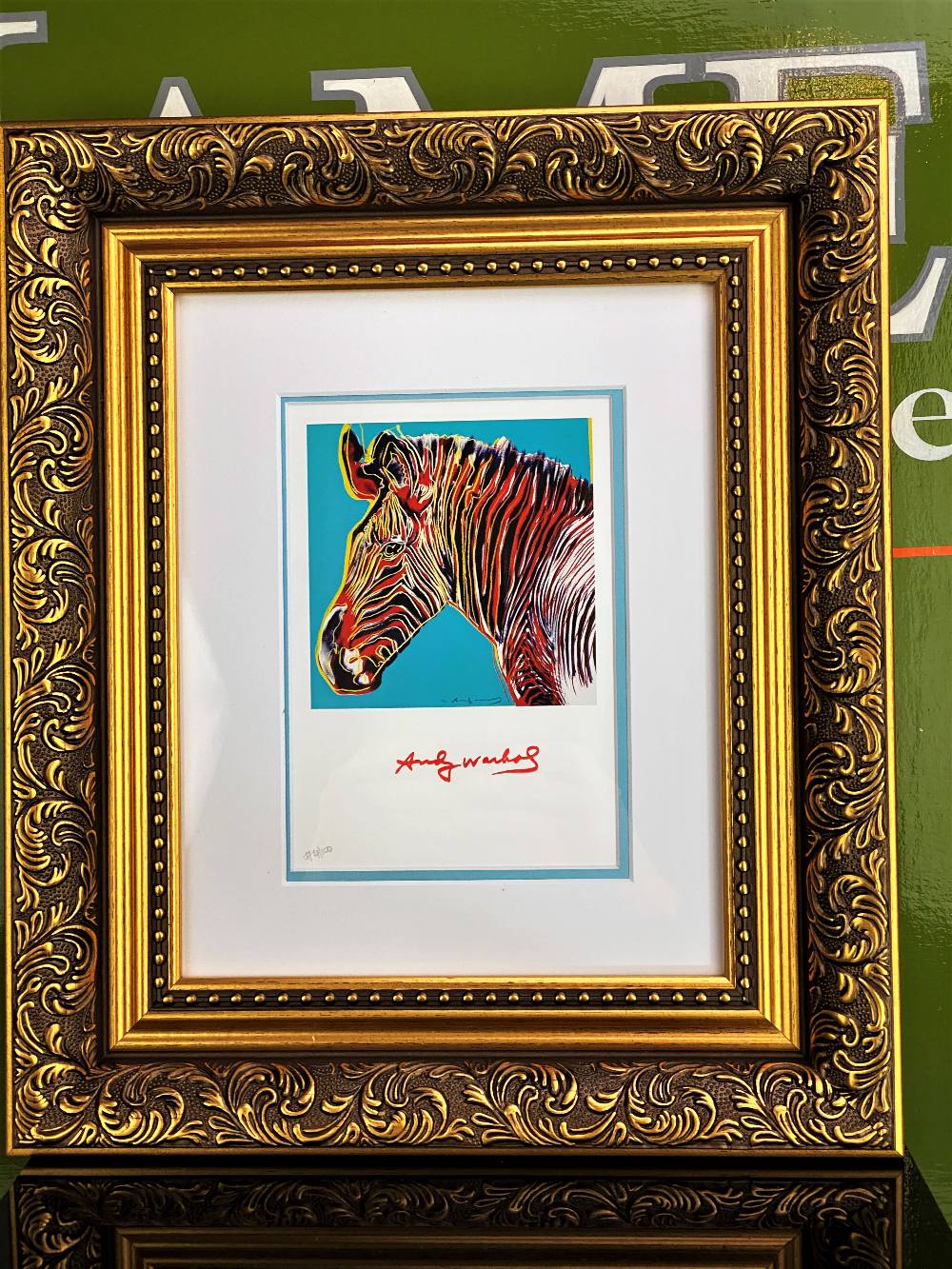 Andy Warhol 1984-"Zebra" Double Mount Numbered Lithograph-Ornate Framed.