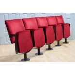 5 Seater Red Velvet Folding Seat Theatre Bench Decorative Industrial Style