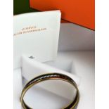 Hermes Gold Plated Grand Menege Belt Design Black/Tan Enamel Bangle