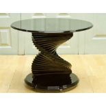 Hollywood Regency Style Spiral Toughened Glass Twister Round Side / Lamp Table