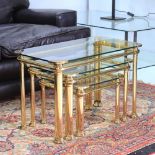 Vintage Italian Brass and Glass Nest of Tables by Mara