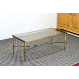 Italian Neo-Classic Design Hollywood Regency Brass and Glass Coffee Table