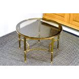 Vintage Neo-classical Style Italian Brass and Glass Round Coffee Table