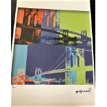 Andy Warhol Numbered Lithograph 'Brooklyn Bridge' #36/100 Ltd Edition & Ornate Framed.