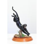 Vintage Franklin Mint 'Night Hunter' Porcelain Black Panther - 1989