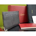 Cartier Paris Card Holder Black Leather-New Example