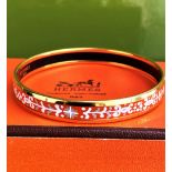 Hermes Orange Gold Monogram Bangle/Bracelet