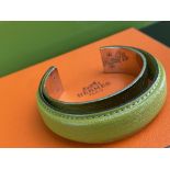 Hermes Paris Classic Green Leather & Silver Bracelet