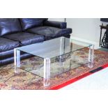 Vintage Italian Lucite and Glass Two Tier Low/Coffee Table