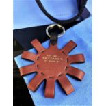 Smythson Loop Circle Keyring in Smooth Leather Current Season Mahogany/Brown