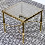 Italian Neo-Classic Design Hollywood Regency Brass and Glass Side Table