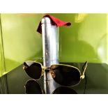 Cartier Paris 18 Carat Gold Vintage Sun Glasses & Case