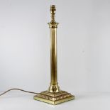 Vintage Neoclassical Brass Corinthian Column Stepped Base Table Lamp