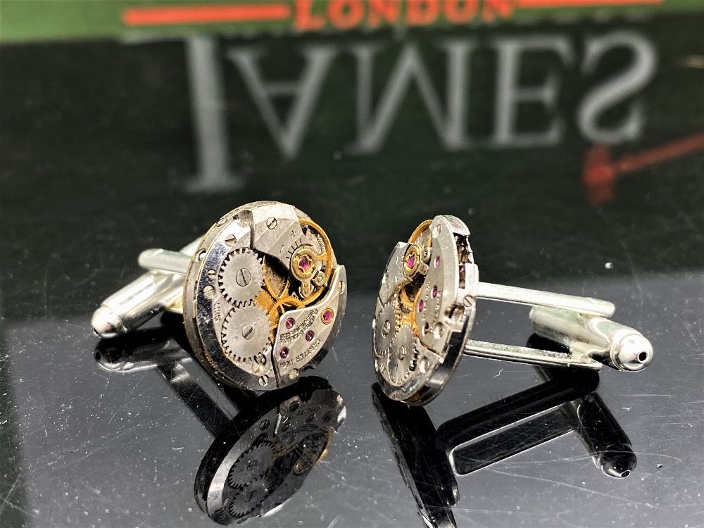 Cartier Paris Vintage Watch Movement Cufflinks on Silver Mounts - Image 4 of 6