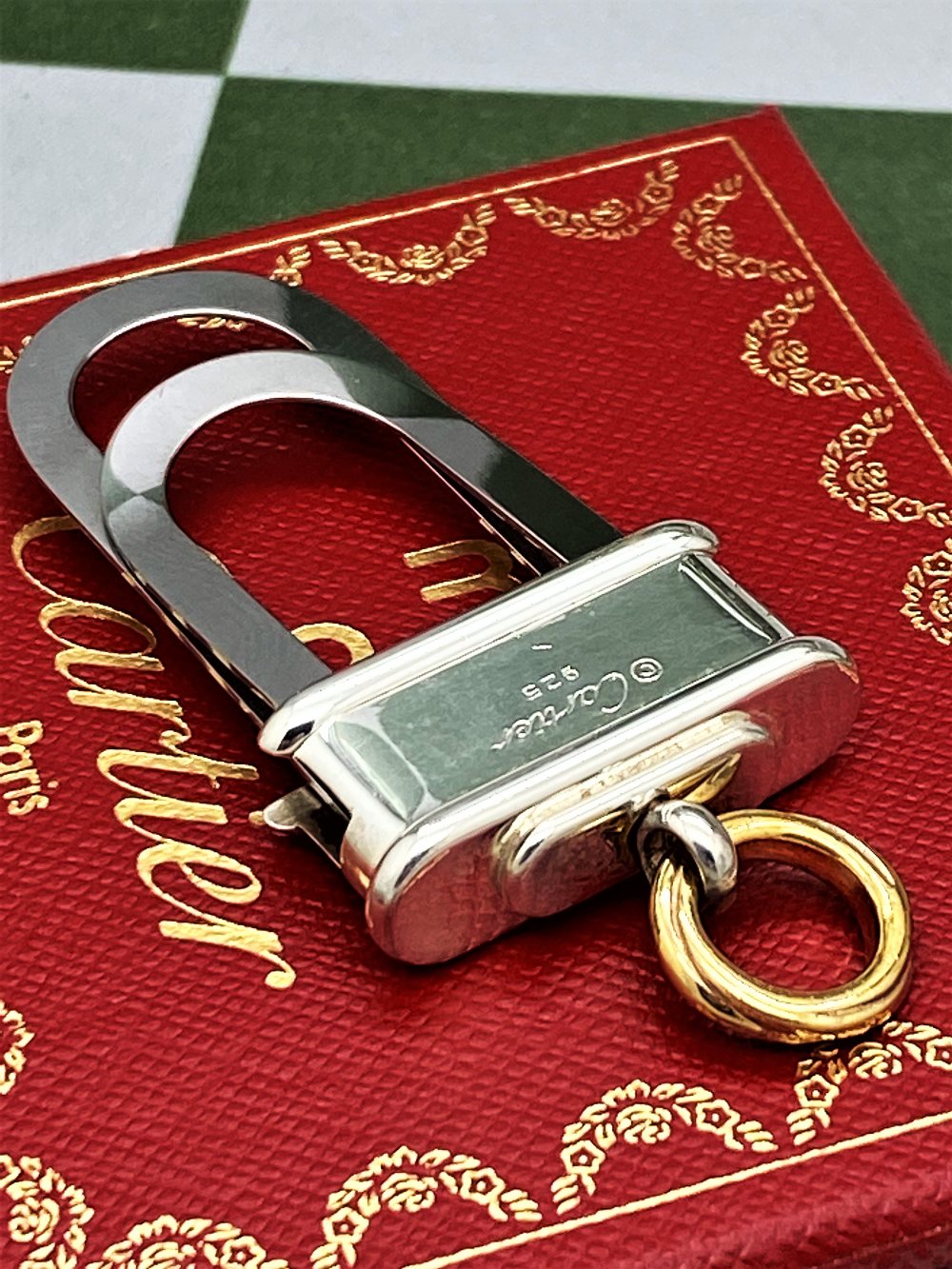 Cartier Paris -Extremely Rare Sterling Silver 925 & Gold Key Ring / Money Clip - Image 9 of 9