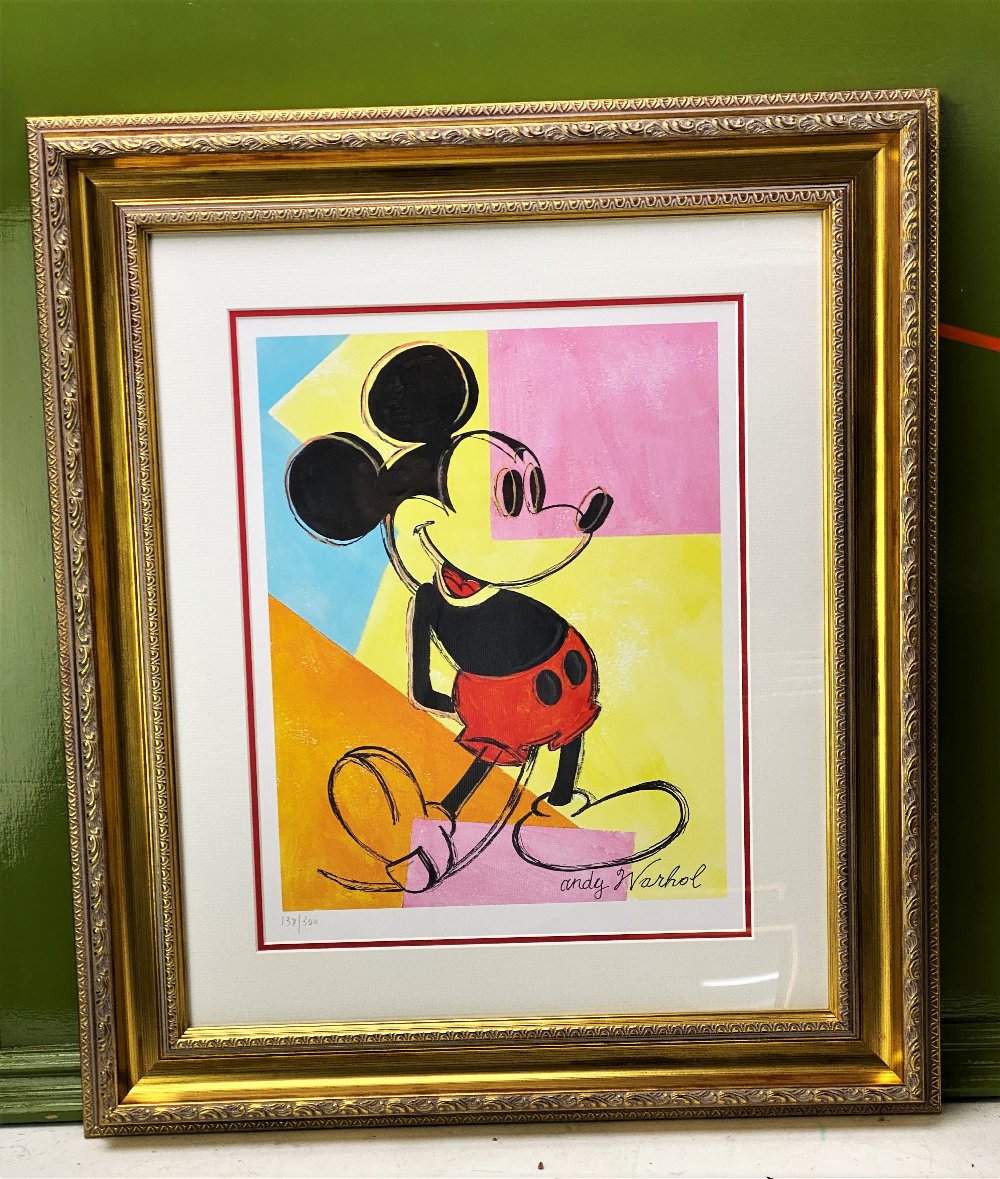 Andy Warhol (1928-1987) “Mickey” Numbered Lithograph, Ornate Framed. - Image 4 of 6