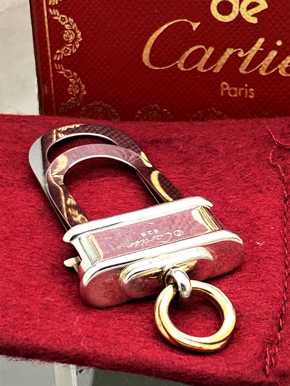 Cartier Paris -Extremely Rare Sterling Silver 925 & Gold Key Ring / Money Clip