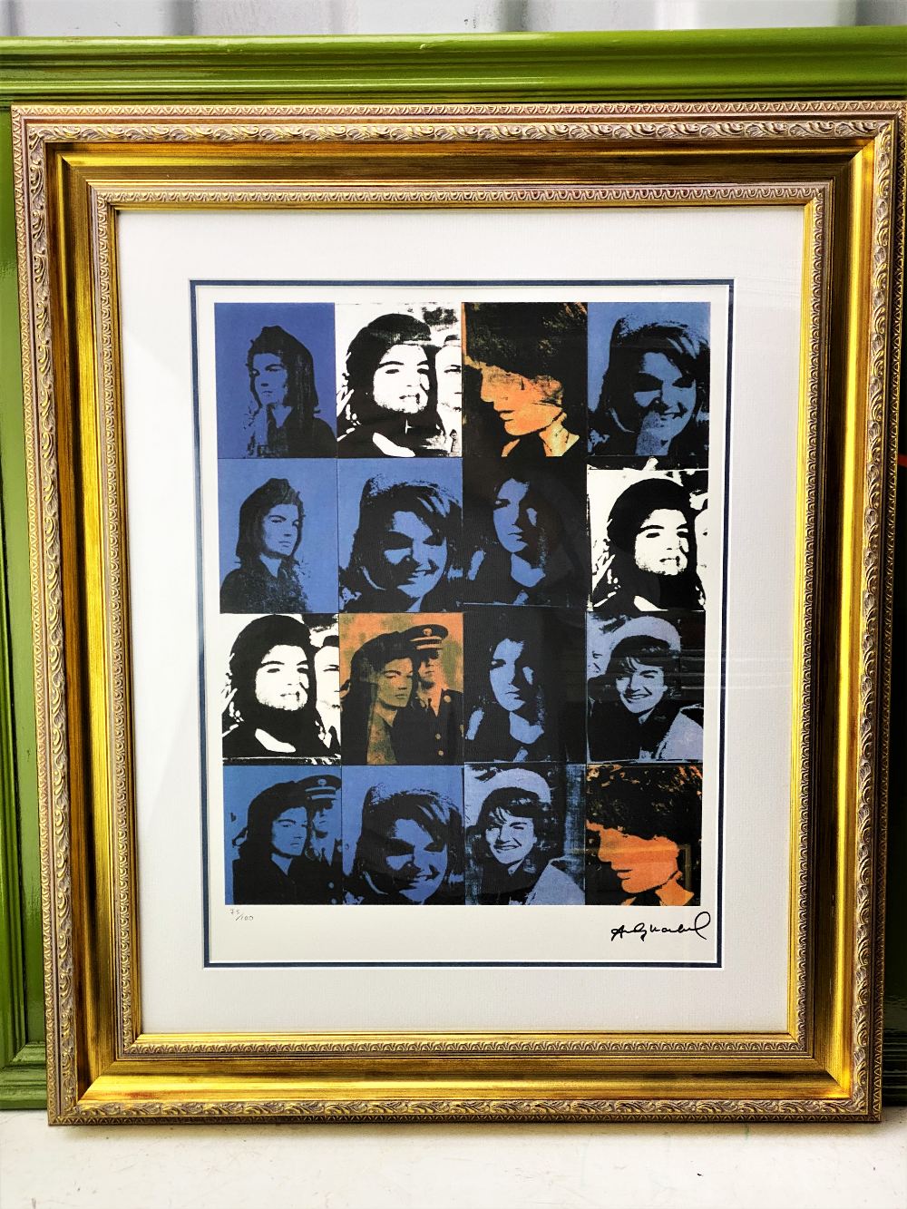 Andy Warhol (1928-1987) “Jackie Kennedy ” Numbered #75/100 Lithograph, Ornate Framed.