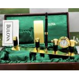 Bulova Watchmaker Desk Set Display For Pen/Business Cards & Clock