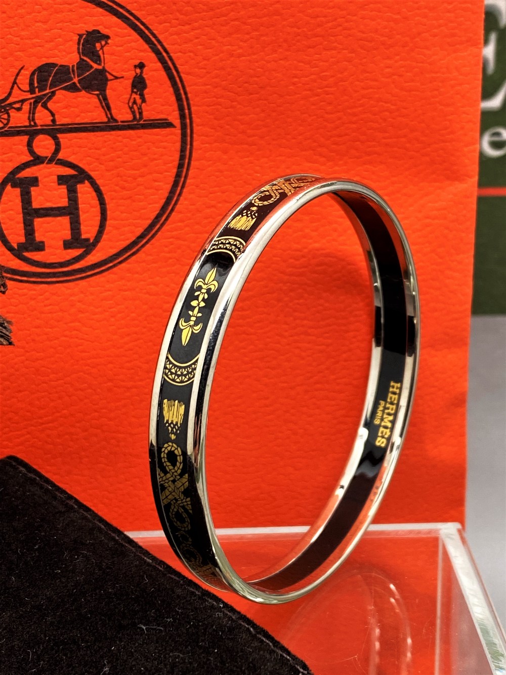 Hermes "Fluer De Lis" Classic Monogram & Silver Bracelet