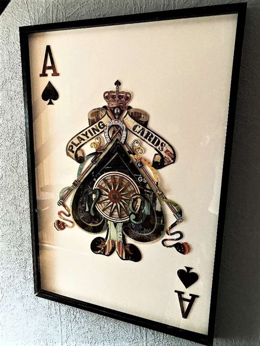 Stunning & Huge 59 x 37 Inch Decoupage "Ace of Spades" Display- Blackjack Set - Image 3 of 3