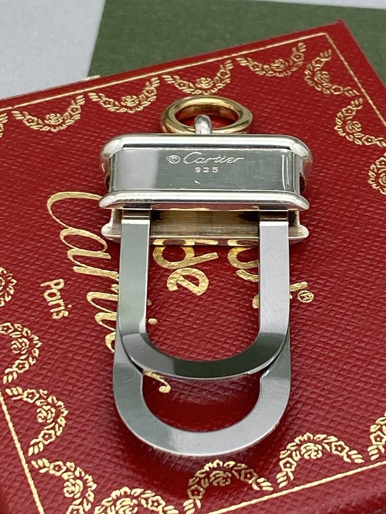 Cartier Paris -Extremely Rare Sterling Silver 925 & Gold Key Ring / Money Clip - Image 8 of 9