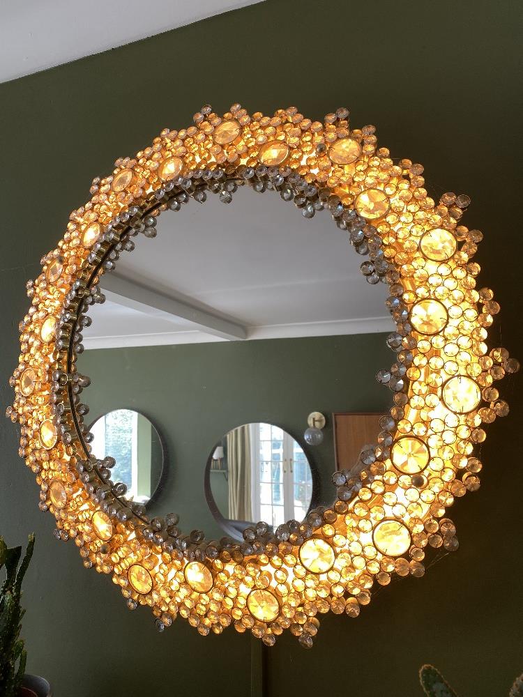 Palwa Original 60`s Vintage Cystal Illuminated Decorative Mirror- - Image 7 of 8