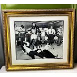 Muhammad Ali Signed Standing Over Beatles Framed Picture