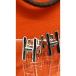 Hermes Vintage "H" Classic Silver Cufflinks