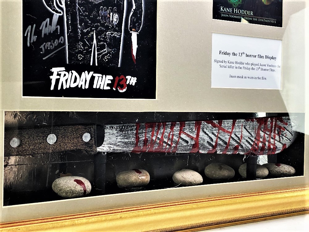 Signed 3D Friday the 13th Jason Display With Mask & Machete led lighting - Image 6 of 6