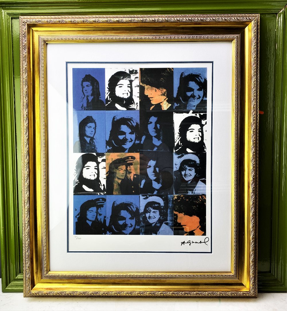 Andy Warhol (1928-1987) “Jackie Kennedy ” Numbered #75/100 Lithograph, Ornate Framed. - Image 4 of 4