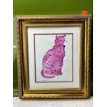Andy Warhol "Pink Sam" 1954 Plate Signed Lithograph Print/Framed