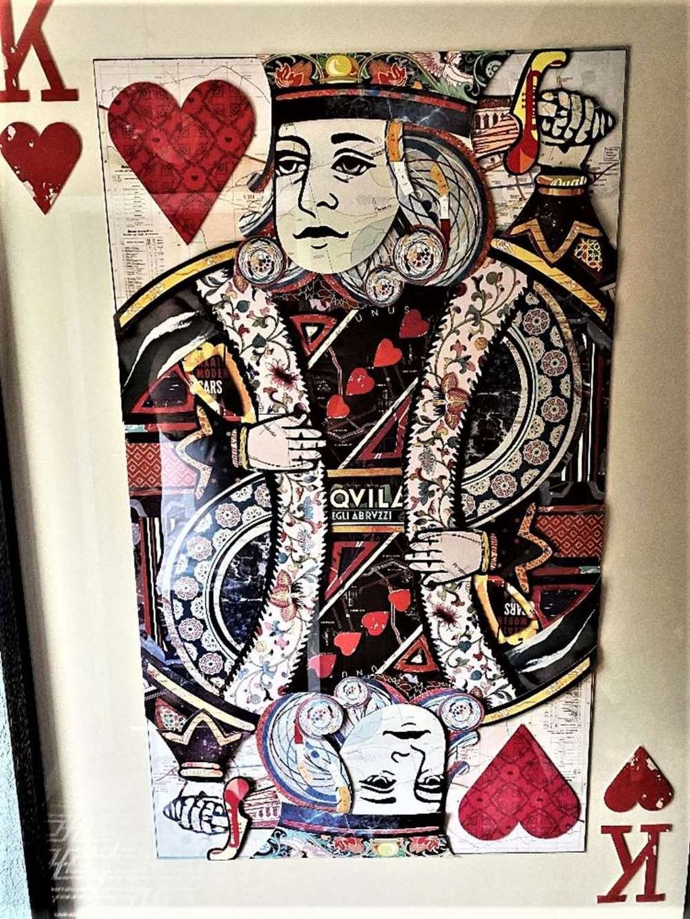 Stunning & Huge 59 x 37 Inch Decoupage "King Of Hearts" Display- Blackjack Set - Image 2 of 3